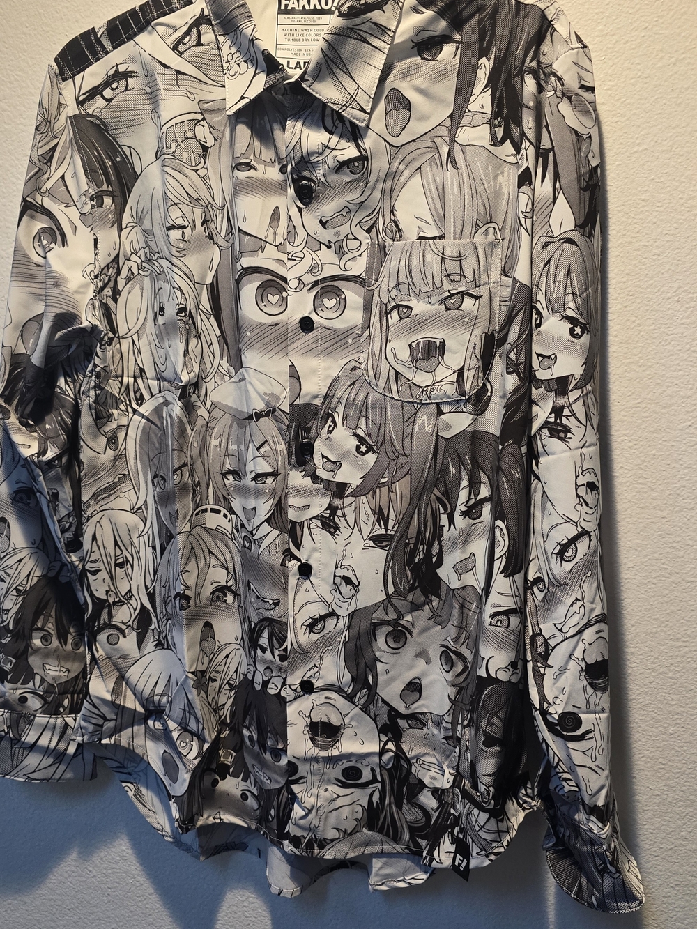 Anime Graphic Black & White Button-Down Shirt for Kids
